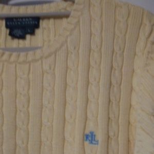 Ralph Lauren Yellow Cable Knit Crew Sweater